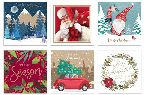 Star Online Weihnachtskarten, 30 verschiedene Weihnachtskarten – 6 Designs, niedlich, traditionell und mit Umschlägen