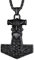 Richsteel Schwarz Mjölnir Anhänger Thors Hammer Halskette mit Odin Helm Wikinger Kette für Jeden Tag