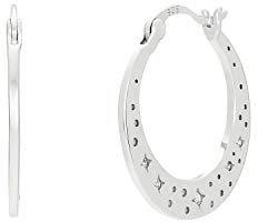 NOELANI Creolen 925 Sterling Silber Damen Ohrschmuck, mit Zirkonia synth., 2,1 cm, Silber, Sterne, Kommt in Schmuck Geschenk Box, 2030132