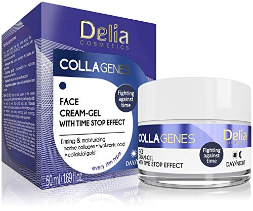 Delia Cosmetics – Kollagen-Gesichtscreme - Antioxidantienkomplex Koloidales Gold & Kollagen - Straffe, weiche Haut - Anti Aging - Tag & Nacht - 50ml