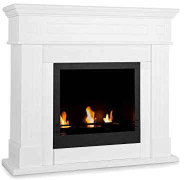 Klarstein Phantasma Manor - Ethanol-Kamin, Standkamin, 3,4 kW Heizleistung, Sicherheitsbrenner mit Keramikisolierung, 2,5 h Brenndauer, bis 30 m², Löschhilfe, geruchsneutral, Sicherheitsglas, weiß