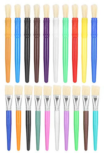 20 piezas de pinceles de pintura para niños juego de pinceles de pintura de artistas coloridos kit de inicio para niños para acuarela óleo acrílico manualidades pintura Sets de pinceles y brochas