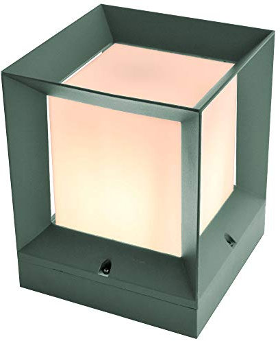 max K O M F O R T Kubische Aussenlampe Sockelleuchte E27 Pfostenleuchte Pfeilerleuchte Aussenleuchte Standleuchte Wegeleuchte Gartenlampe PAX 1425 (groß Olivgrün)
