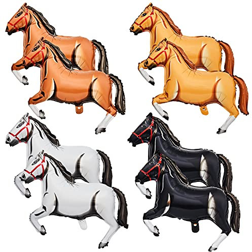8 Stücke 30 Zoll Pferd Ballon Pferd-Förmige Luftballons Aluminium Folie Pferdeballon Pferde Thematische Party Ballons Pferde Ballon Dekorationen zum Geburtstag Baby Shower Cowboy Party