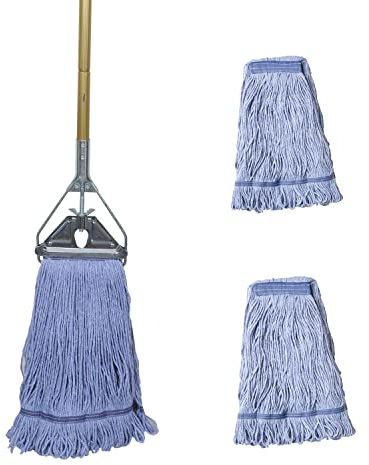 Midoneat Mocio di grado industriale commerciale, mocio bagnato con corda ad anello, mocio in cotone resistente per la pulizia del pavimento