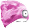 Morye LED Mütze mit Licht, Laufmütze Herren Damen Kappe Lampe USB Nachladbare 4 LED Scheinwerferkappe für Warm Cap mit LED Licht für Jogging,Camping,Angeln,Walking/Tie Dye Rosa