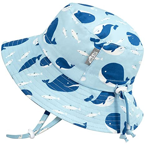 Jan & Jul Sonnenhut aus Baumwolle für Jungen, Verstellbarer Riemen (Blauwal, 5-12 Jahre)