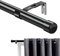Bastone per Tenda, 76-365 cm Aste per Tende per Finestra con Manopole a Cappuccio con Staffe, Bastone per Tende Regolabile Set di Ferramenta in Acciaio Inossidabile Finestra della Camera/Nero