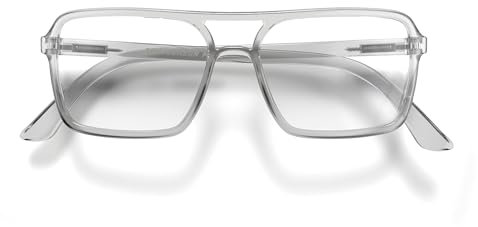 LONDON MOLE Gafas | Gafas de lectura Spy | Gafas Rectangulares | Lectores Geniales | Gafas de diseñador | Gafas de lectura para hombre/mujer | Unisexo | Transparente | aumento +2.0