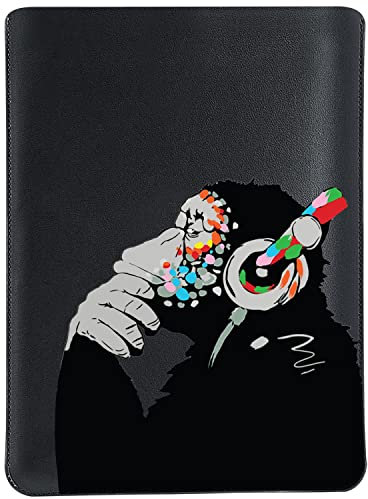 MAYCARI Cool Thinking Monkey Laptop Sleeve Bag 12-13 inch, Slim Light Weight Fuax Leather Protective Computer Cover Compatible with iPad 12.9 MacBook Pro 13(2016-2020) MacBook Air 13(2018-2020)
