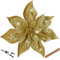 8 Pezzi Grandi Glitter Stella di Natale 23 cm Oro - Fiori Artificiali Con Clip, Ornamenti Floreali per Albero, Vacanze, Matrimoni, Capodanno, Halloween