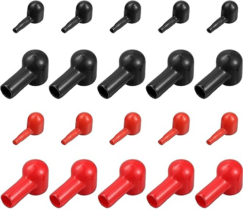 X AUTOHAUX 20 Pcs Battery Terminal Insulating Rubber Covers for Car Red Black