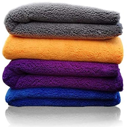 Auronna Edgeless Microfiber Cleaning Cloths 4 Pack - 500GSM Super Absorbent And Soft Cleaning Cloths For Car - 16 x 16 inch (40 x 40 cm)