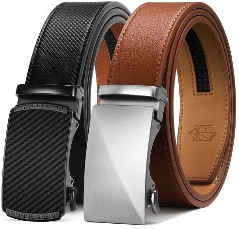 Zitahli Leather Ratchet Belt for Men - 2 Pack Mens belt,Customizable Fit