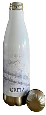 Manufaktur Liebevoll Personalisierte Trinkflasche - Edelstahl in Weiß mit Marmor Optik - bedruckte Thermosflasche mit Namen - für Sport, Arbeit u. Freizeit | 500ml u. 750ml (Grey Marble, 500ml)
