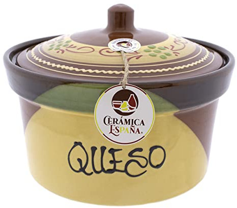CERÁMICA ESPAÑA | Quesera | Quesera artesanal | Quesera cerámica | Quesera Amazon | Quesera grande - Modelo M02 | 25x25x18 cm