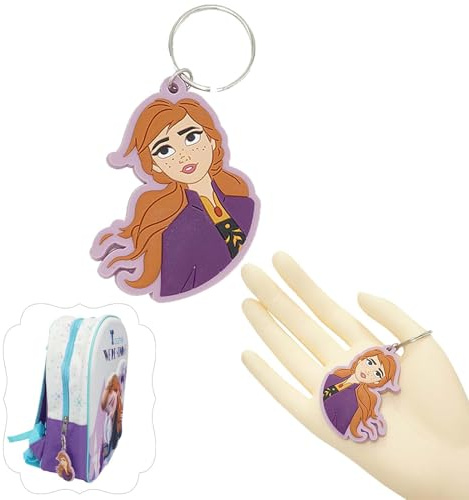 Disney Frozen II Schlüsselanhänger, Gummi Schlüsselanhänger, 2D Schlüsselanhänger Zubehör Kinder, Weicher Schlüsselanhänger Ornament mit Metall, Einheitsgröße, 1 x Anna Schlüsselanhänger, One size