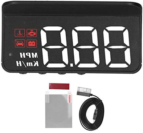 Akozon HUD OBD2 Display Coche, Proyector de Información Automotriz Multifuncional Advertencia de Fatiga de ConduccióN, Alarma de Exceso de Velocidad, Alarma de Temperatura del Agua, Alarma de Voltaje