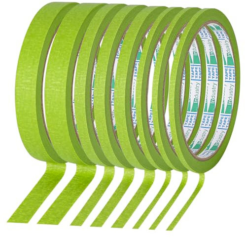 KALIONE Lot de 8 rouleaux de ruban adhésif fin à rayures fines de 0,6 cm, 0,6 cm, 1,27 cm, ruban de masquage pour mur, tableau de bricolage, peinture automobile (vert)