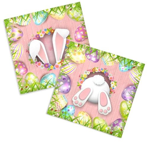 Osterhasen-Servietten, rosa Happy Easter Dekorationen, Hase, Osterei, Einweg-Papierservietten für Frühlingsparty-Zubehör