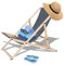 Ikodm Liegestuhl klappbar 120kg max,Gartenliege Klappbar Holz,Liegestuhl Garten wetterfest Verstellbar Sonnenliege Holz Relaxliege Garten für Camping Balkon Pool,Grau