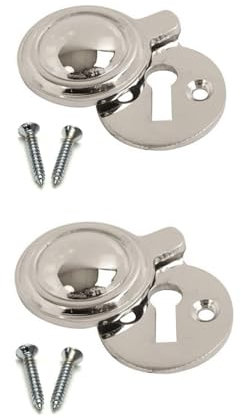 Victorian Keyhole Covered Escutcheon Chrome Covered Round Front Door Keyhole Covered 35mm Plate Lock Cover with Screws for Internal Doors Pack of 2.