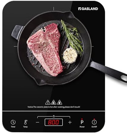 GASLAND IH301BTA Plaque de cuisson à induction individuelle ultra-mince, 2000W Plaque de cuisson à induction mobile 1 plaque avec Sensor-Touch, 10 niveaux de température, 10 niveaux de puissance