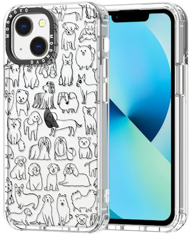 MOSNOVO Case for iPhone 13, [Buffertech 6.6ft Military-Grade Drop Protection] [Anti Peel Off Tech] Clear TPU Bumper Phone Case Cover Design - Doodle Dog
