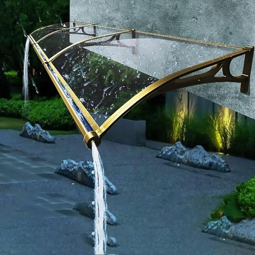 Door Canopy, Window Awning Door Canopy Awning,Outdoor Porch Awning Porch Overhead Canopy Transparent Polycarbonate Canopy with Bracket for Front/Back Door Porch (80x510cm/32x201in)