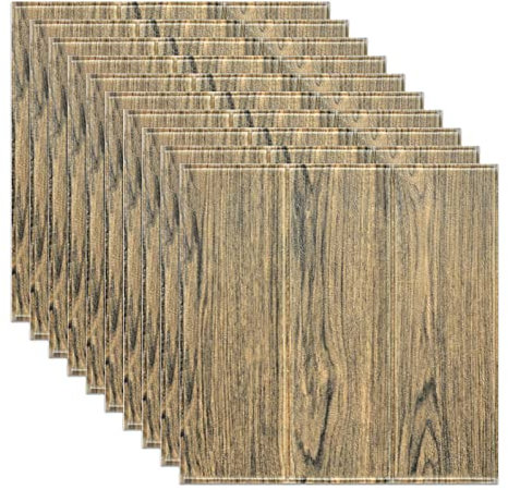 10 piezas de papel pintado de madera autoadhesivo 3D, decoración de bricolaje, impermeable, autoadhesivo, decorativo, para paredes, pegatinas de pared, paneles de espuma suave, 350 x 350 mm, paneles
