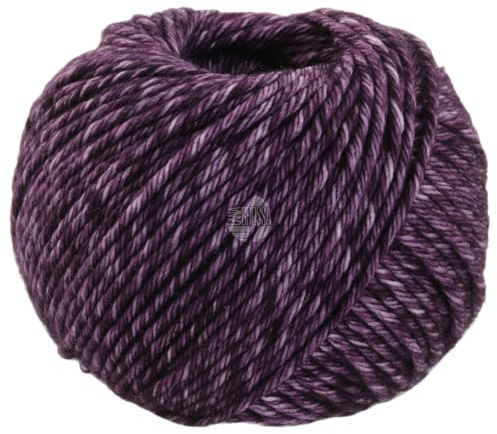 LANA GROSSA Vintage Chunky | Merinoklassiker mit Ton in Ton Farbeffekt | Handstrickgarn aus 100% Schurwolle (Merino) | 50g Wolle zum Stricken & Häkeln | 80m Garn FB 8 Antikviolett/Aubergine