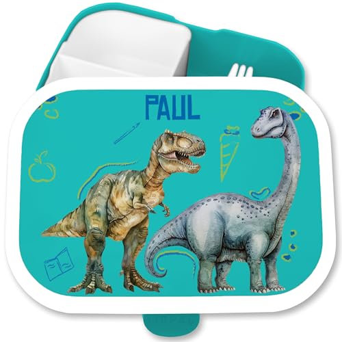 Kinder Campus für Mepal - Dinosaurier Dino Dino-Fans | Brotdose Jungen Schulanfang | Kita Brotdose Jungen - 750 ml - Türkis - junge t-rex lunchbox saurier t rex schulkinder geschenke