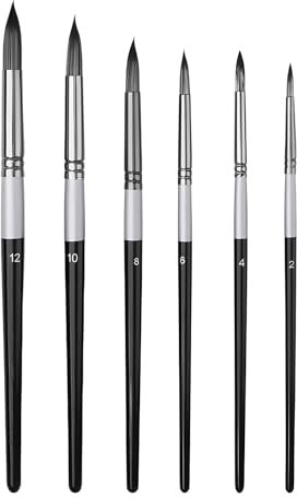 maxtachi 6 PCS Round Tip Artist Painting Brush Set, Nylon Hair Paint Brush Round Pointed Tip, Art Paint Brush for Water Color, Acrylic Oil, Gouache and Ink, Perfect for Beginners, Professionals