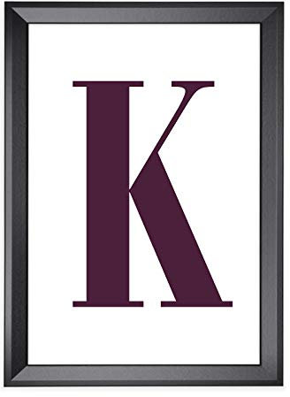 Kunstdruck Poster Bild Druck Motiv: Buchstabe K Brombeere Design 70x100cm mit Bilderrahmen (PRIO) Schwarz (matt)
