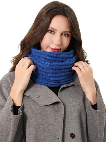 DonDon Schal Damen Winter Winterschal Strickschal Loop Schal Schlauchschal - Blau