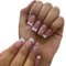 24 PCS Long Square French False Nails with Full Coverage, Gel Nail Glue, Press-on Style, Glossy Finish, French Heart Design
