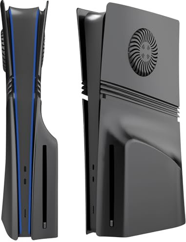 Hzxkqmil Replacement Plates Cover for PS5 Pro Console, Face Plate Custom Shell Faceplate Side Panels with Cooling Vents ABS Case Accessories for PS5 Pro Disc Edition, Black