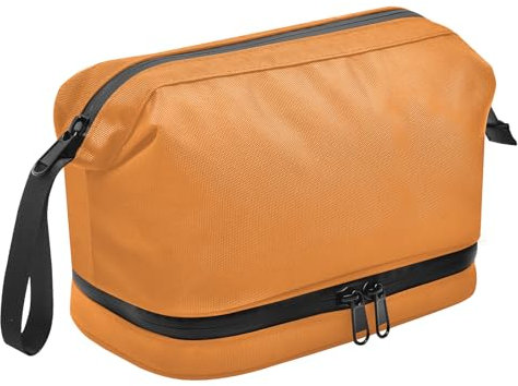 Lermende Kulturbeutel für Herren Kosmetiktasche: Wasserdicht Reise-Kulturtasche, Waschtasche mit Trocken-/Nasstasche, kompakte Reise-Kulturtasche für Rasierutensilien und Toilettenartikel (Orange)