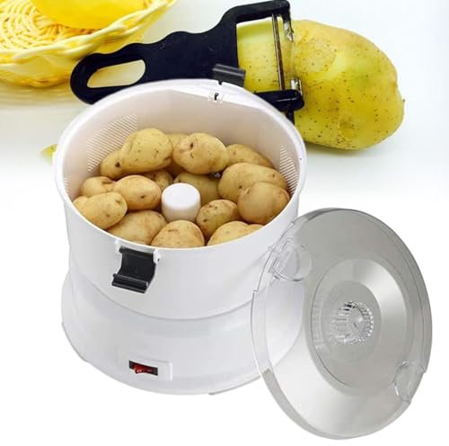 BrightFootBook Automatic Potato Peeler, 85W Commercial Electric Potato Peeler Machine Potato Automatic Peeling Machine Peeler Spinner Commercial Electric Potato Peeling Machine for Kitchen
