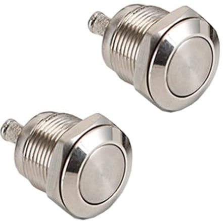 Powice 12mm Taster Wasserdicht Momentaner Zurücksetzen Schalter aus Edelstahl,Druckschalter Drucktaster mit Schraubfüßen 3A/12V/24V,Geeignet für Autos, Zündanlagen, Türklingeln (Flacher Kopf)