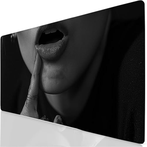 Gaming Mauspad Schwarz Mauspad XXL 120x60cm Mousepad Mund Schreibtischunterlage mit Anti Rutsch Basis Mouse Pad, Wasserdicht und Rutschfest Desk Mat für Tastatur und Maus, Laptop & PC,Geschenke YG-396