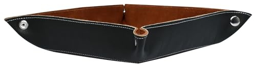 DEMHAAS Valet Tray aus Echtleder – Handgefertigte Schlüsselablage mit Wildleder innen – Taschenleerer für Schlüssel, Geldbörse, Uhr & Schmuck (Schokoladenbraun – innen Braun)