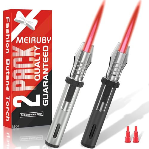 2 Pack Mini Lightsaber Torch Lighter, Refillable Windproof Jet Flame Butane Lighter with Visual Window, Gifts for Men Dad Adults Grandpa, Birthday Gifts Cool Gadgets for Men 2026 (Without Fuel)