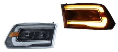 GLBLPEXELR Projecteur Principal Pour Dodge Ram 1500 2009-2018 Phare LED Dynamique À Rotation Séquentielle(Left Hand Drive)