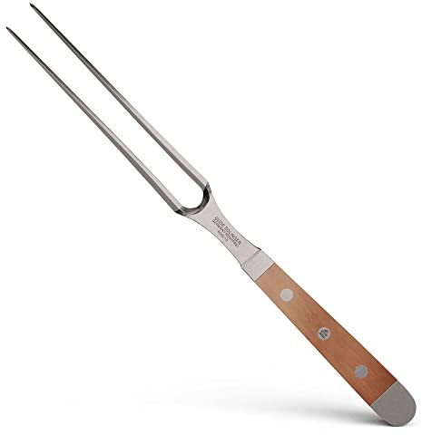 GÜDE Solingen - Fleischgabel geschmiedet, 18 cm, Birnenholz, ALPHA BIRNE, Doppelkropf, Handmade Germany