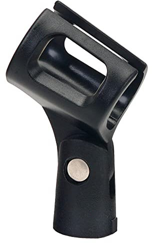 Pronomic Mikrofonklemme Neopren Schwarz/Breit - Elastische Mikrofonklammer - 5/8 Montage-Messinggewinde - 5/8 (außen) auf 3/8 (innen) Gewinde-Adapter - Schwarz