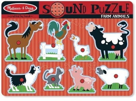 Melissa & Doug 10726 Farm Animals Sound Puzzle | Puzzles | Wood | 2+ | Gift for Boy or Girl, Multicolor, 3 cm*2.8575 cm*2.06375 cm