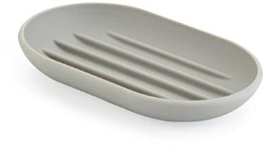 UMBRA Soap Dish Touch. Porte-savon Touch en plastique moulé. Coloris gris. Dimension 12.7x8.3x1.9cm.