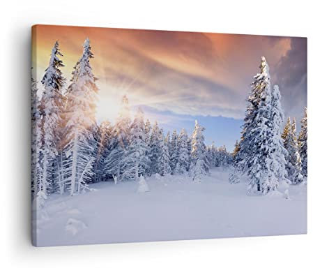 Bilder auf Leinwand Abenteuer alpen winter schnee Leinwandbild 70x50cm Wandbilder Dekoration Wohnzimmer Schlafzimmer Küche Deko Klein Wanddeko Bild Wand Kunstdruck Art Wall Decor Canvas AA70x50-2433