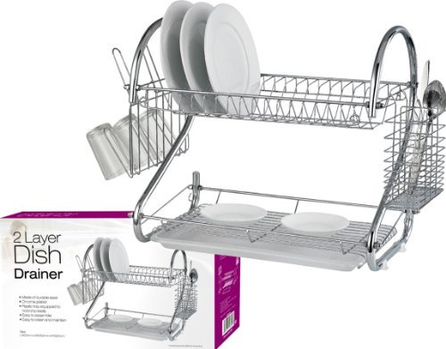 PRIMA 2 Tier Dish Drainer Chrome, Silver, One Size